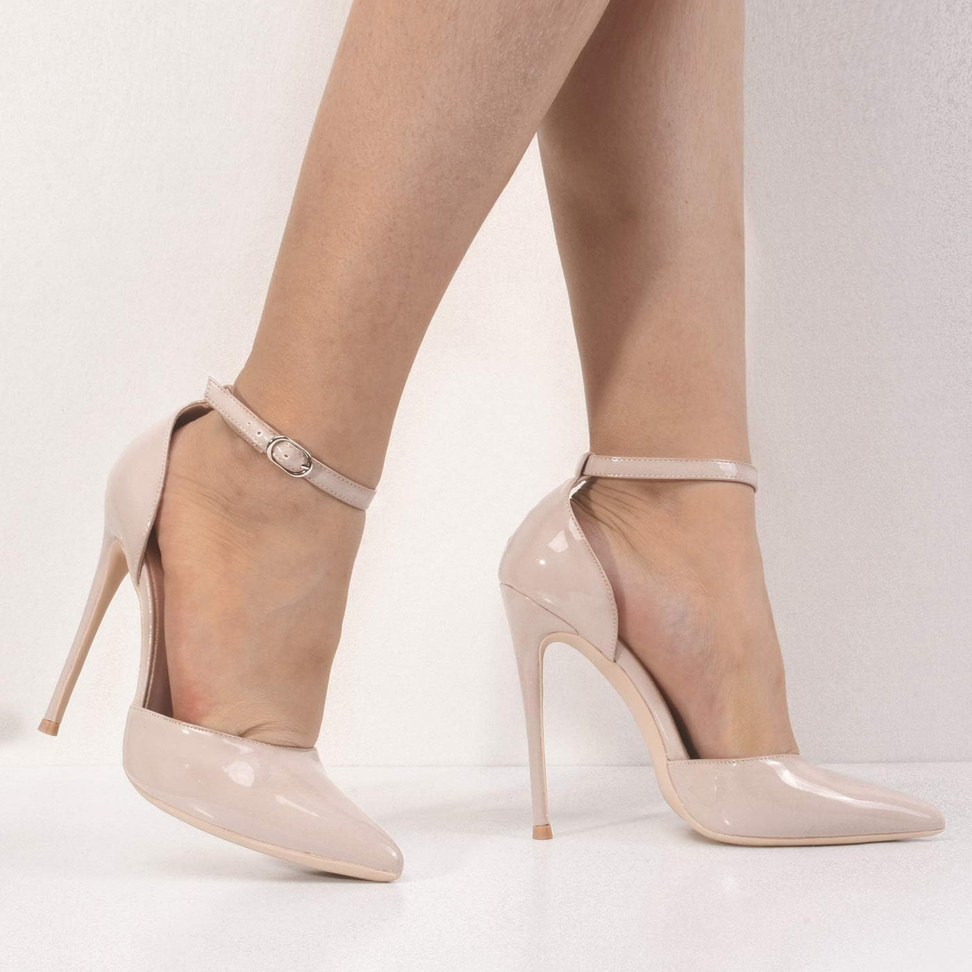High Heels, Women Pumps D'Orsay Ankle Strap Pointed Toe Stiletto Heels Rhinestone Party Wedding Shoes