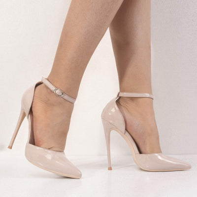 High Heels, Women Pumps D'Orsay Ankle Strap Pointed Toe Stiletto Heels Rhinestone Party Wedding Shoes