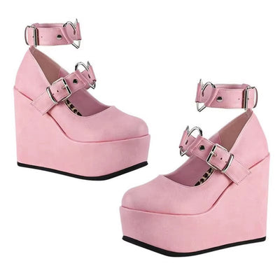 Female Lolita Cute Women Pumps Platform Wedges High Heels Pumps Sweet Gothic Cosplay Shoes Woman Cosplay Dress Shoes