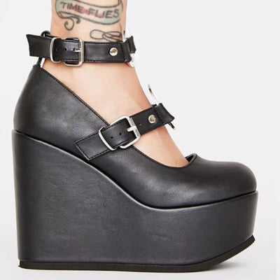 Female Lolita Cute Women Pumps Platform Wedges High Heels Pumps Sweet Gothic Cosplay Shoes Woman Cosplay Dress Shoes