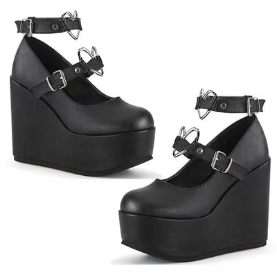 Female Lolita Cute Women Pumps Platform Wedges High Heels Pumps Sweet Gothic Cosplay Shoes Woman Cosplay Dress Shoes