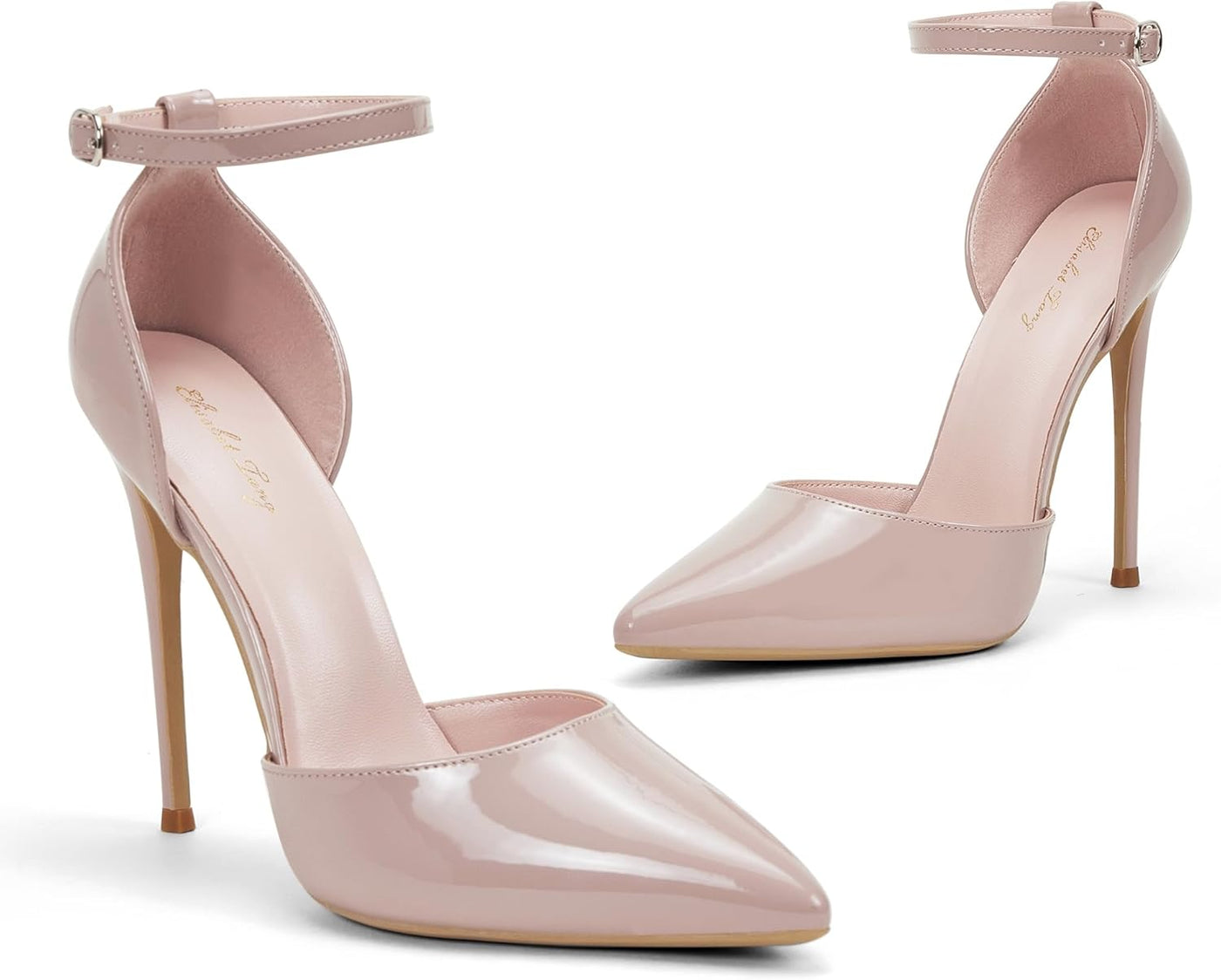 High Heels, Women Pumps D'Orsay Ankle Strap Pointed Toe Stiletto Heels Rhinestone Party Wedding Shoes